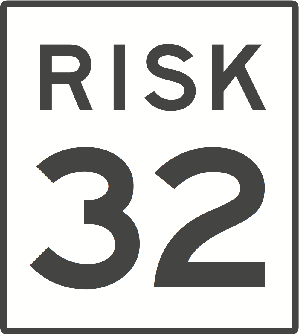 Road sign indicating Risk 32