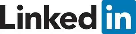 LinkedIn logo with the word 'LinkedIn' in black and blue text.