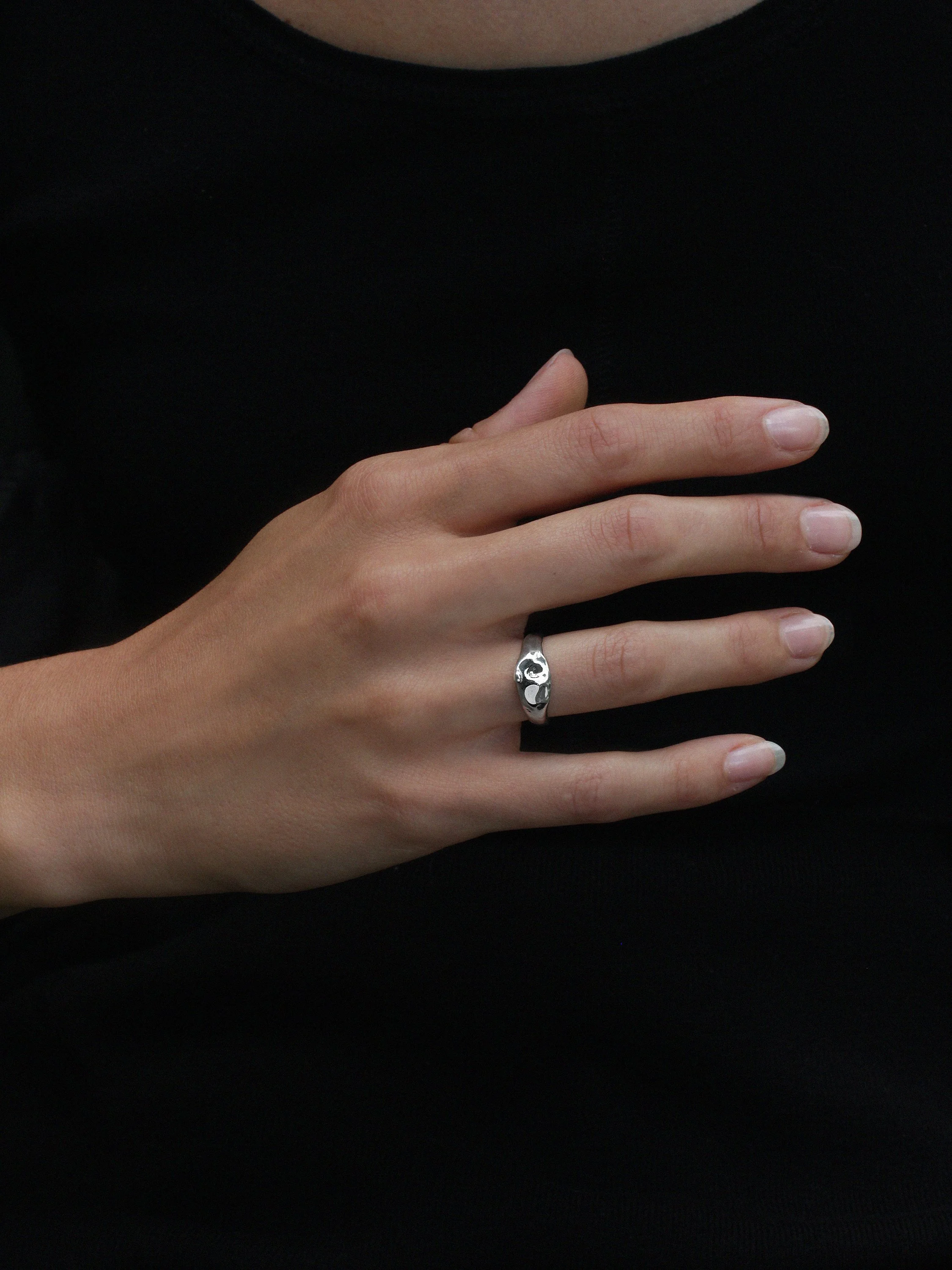 Vestige signet in silver on model