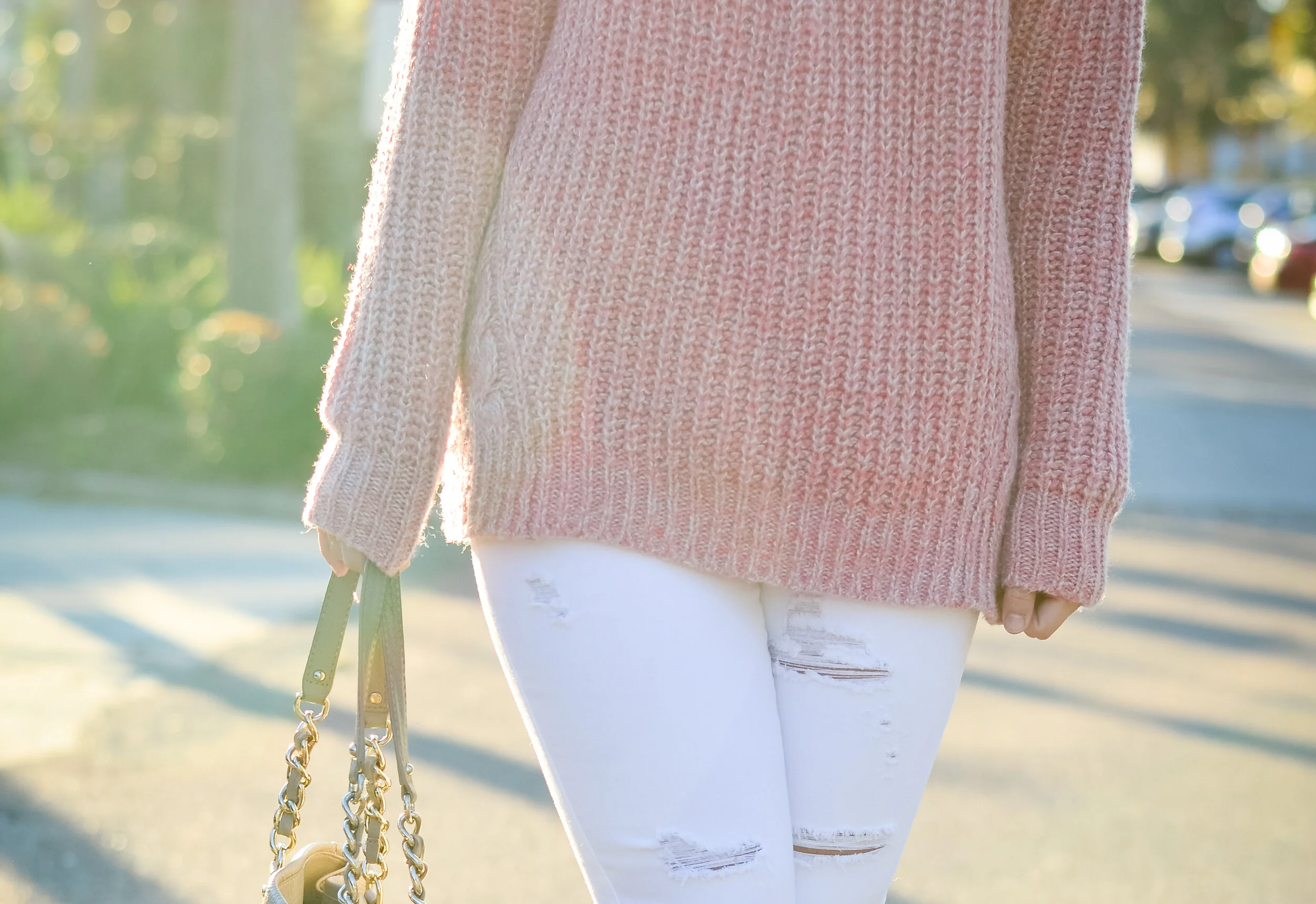 Knits + Distressed Denim