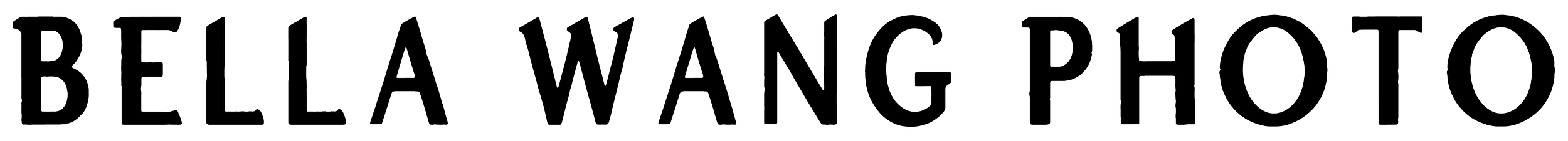 Text logo of 'BELLA WANG PHOTO' in outlined black letters on a transparent background.