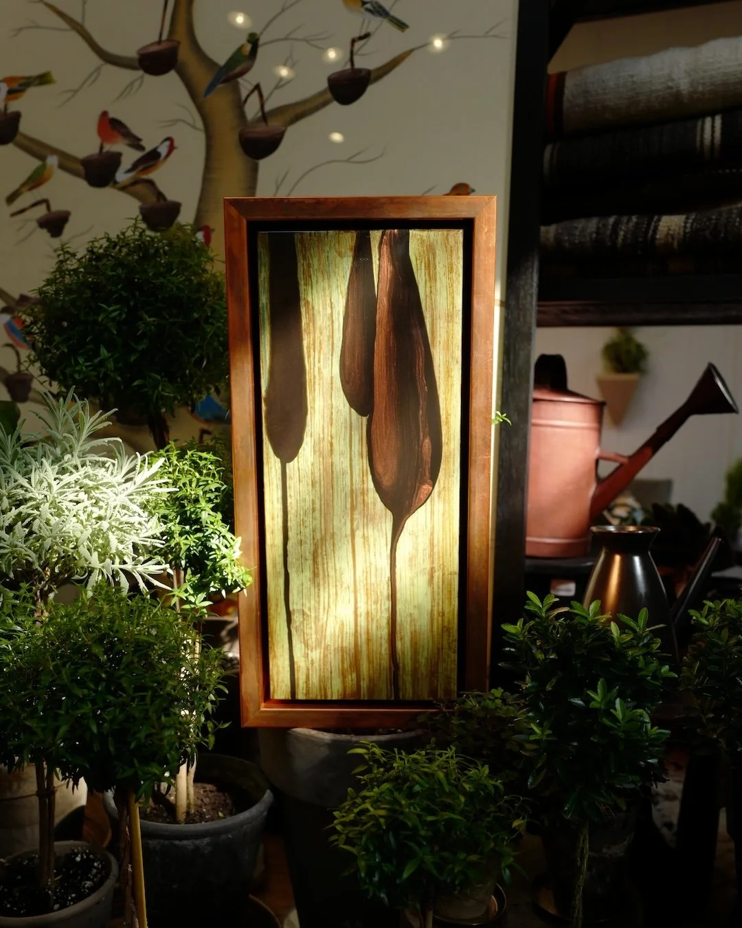 Fall in a frame. 🍁 Rich tones and soft fall light make this piece a study in warmth and balance. #customframing #customframes #fallframes #fallframing #findyourperfectframe