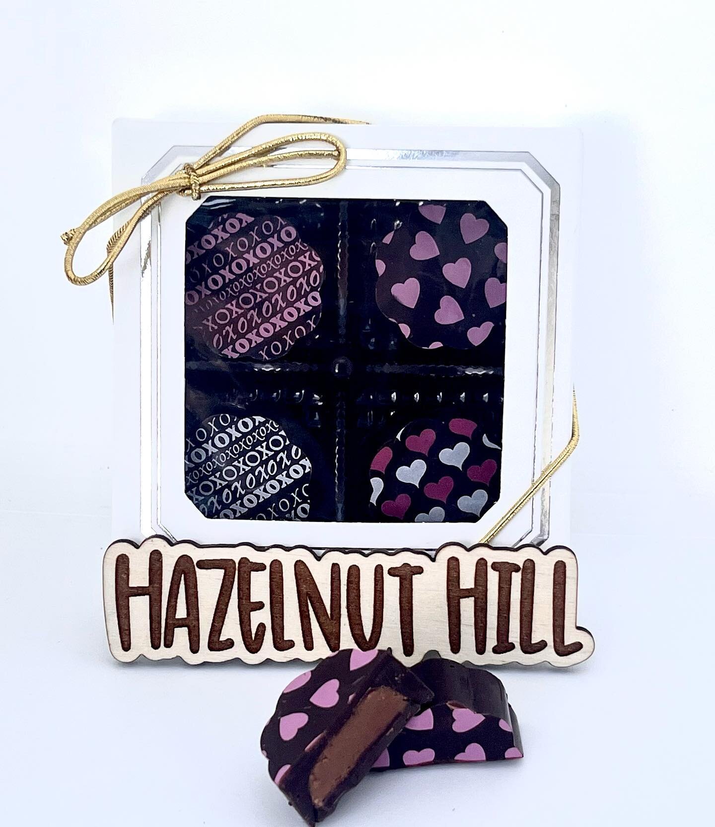 Right in time for Valentine's Day, our four-pack of heart-themed, scallop-shaped dark chocolates embrace a chocolate hazelnut filling (gianduja) that's made from scratch with hazelnuts from our orchards. Each four-pack is packaged to be as sweet on t