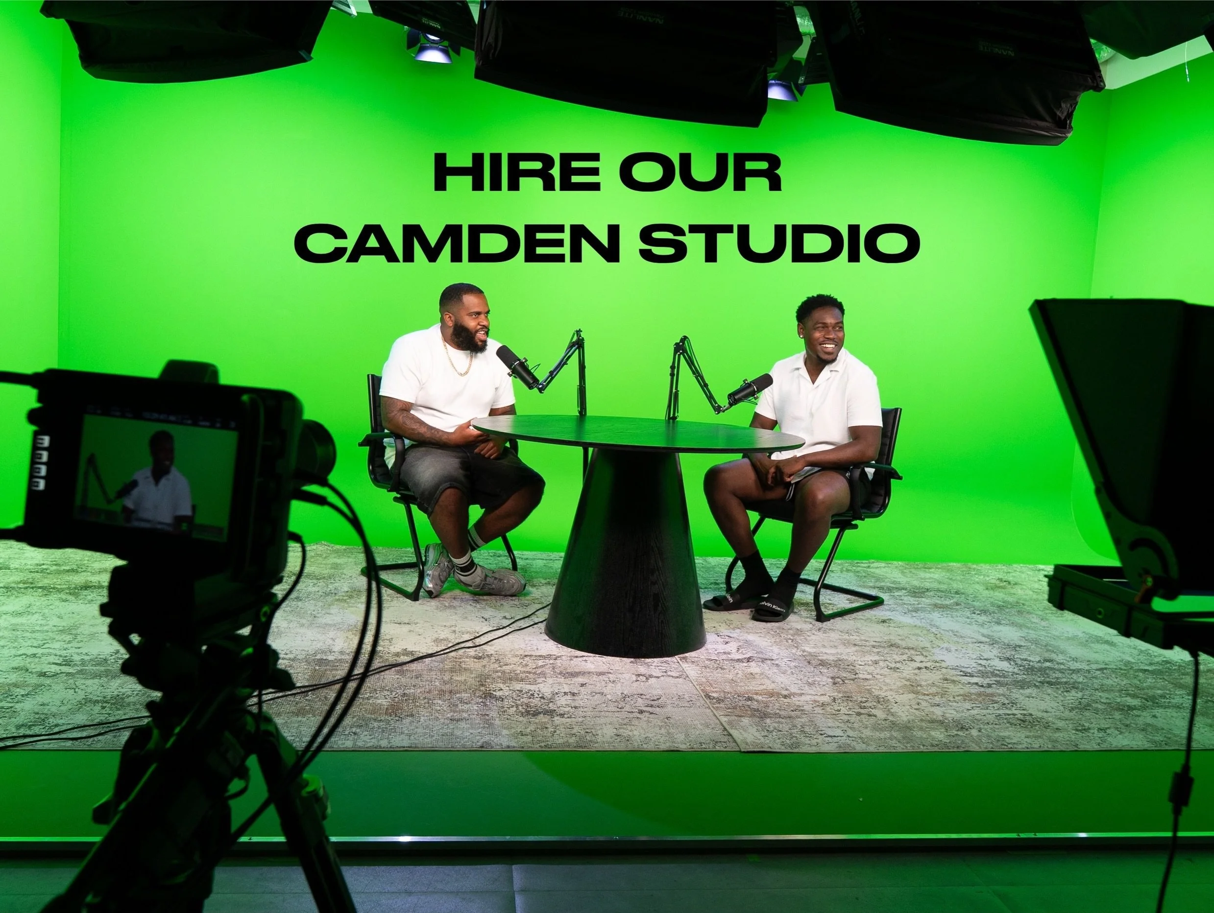 OUR GREEN SCREEN STUDIO IS AVAILABLE TO HIRE

Our fully equipped Camden content studio is now open for brands, agencies, creators and production teams.

Perfect for podcasts, interviews, social content, livestreams, branded shoots and more.

DM us or