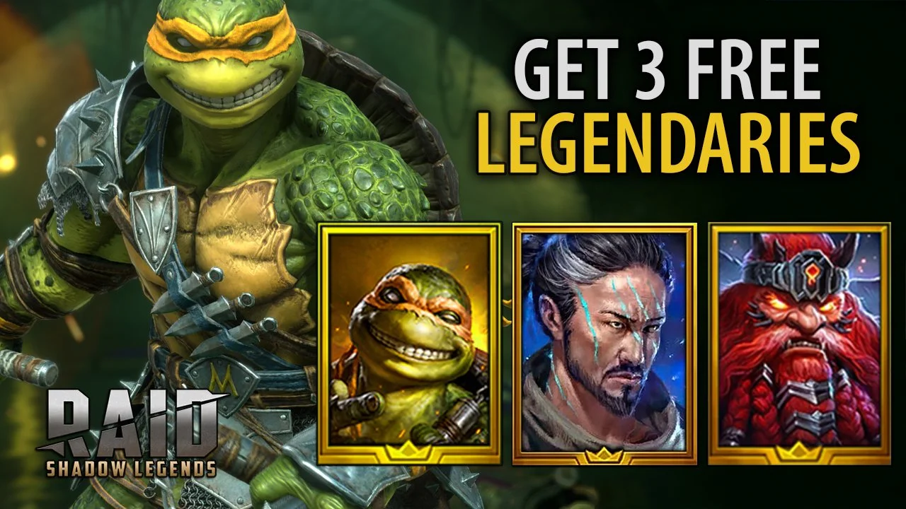 Get 2 Free Legendaries and Michelangelo from Teenage Mutant Ninja Turtles with the new Collab in Raid