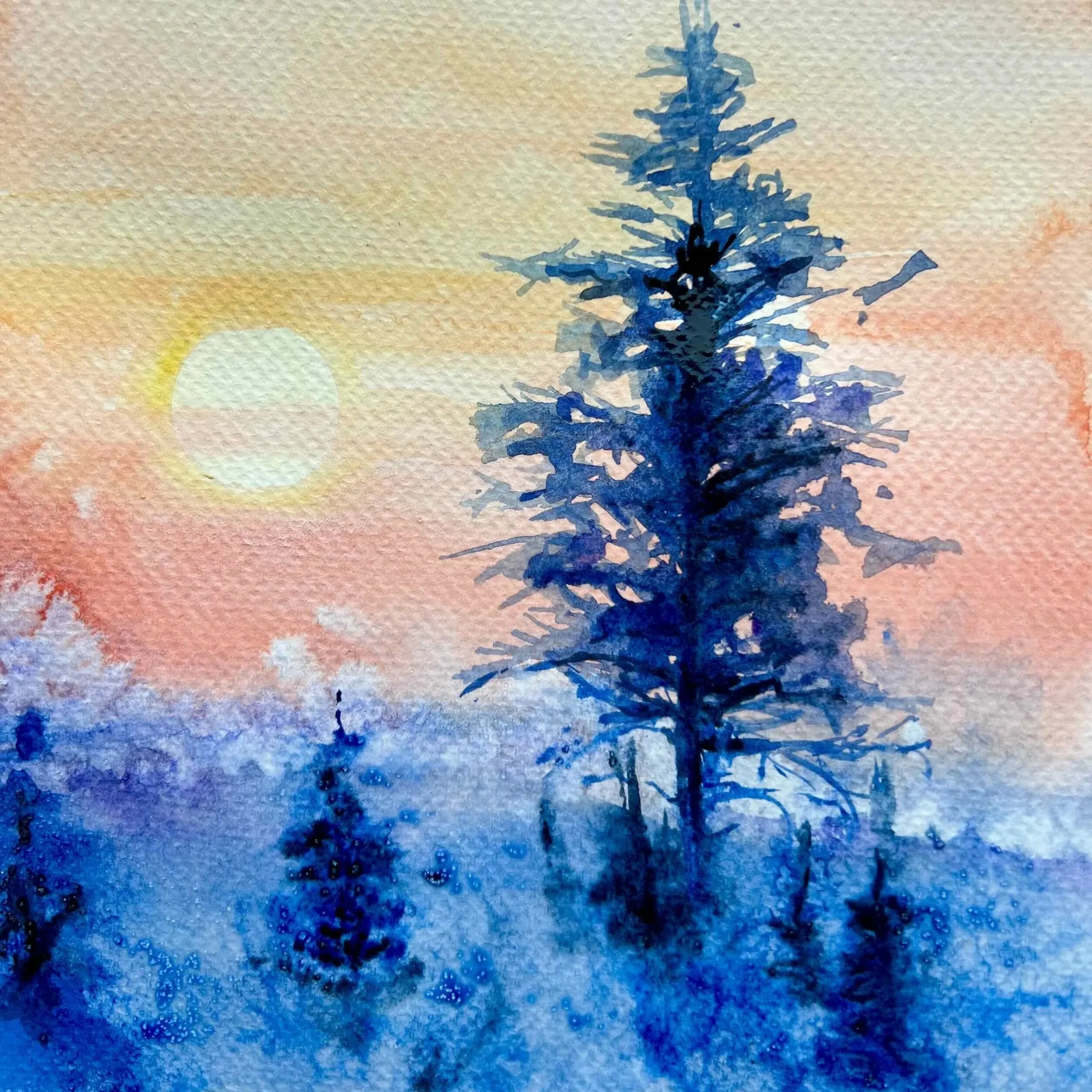 Winter watercolor by artist Lindsay Godfrey