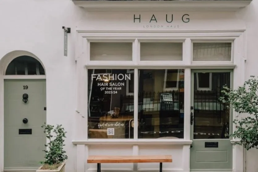entrance to Haug London Haus London hair salon