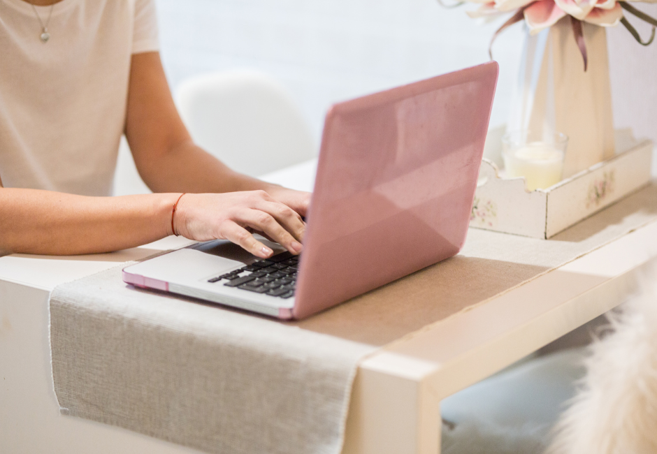 woman working on laptop
