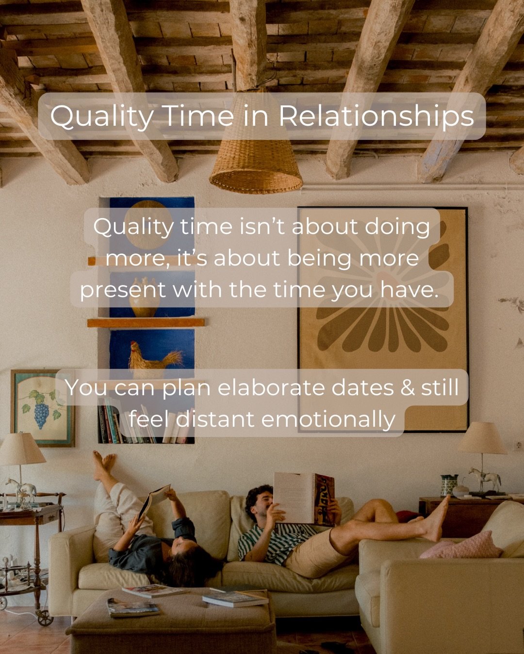 Quality time is one of the five love languages &amp; for some people, it&rsquo;s everything. 

It&rsquo;s not about simply being in the same room. It&rsquo;s about being emotionally connected. Often times, this includes undivided attention, intention