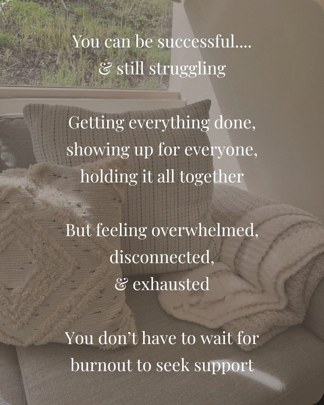 From the outside, it can look like everything is going well. But many people carry stress, pressure, &amp; emotions exhaustion quietly. 

There can be a space to slow down, understand what you&rsquo;re feeling, &amp; learn new ways of coping &amp; co