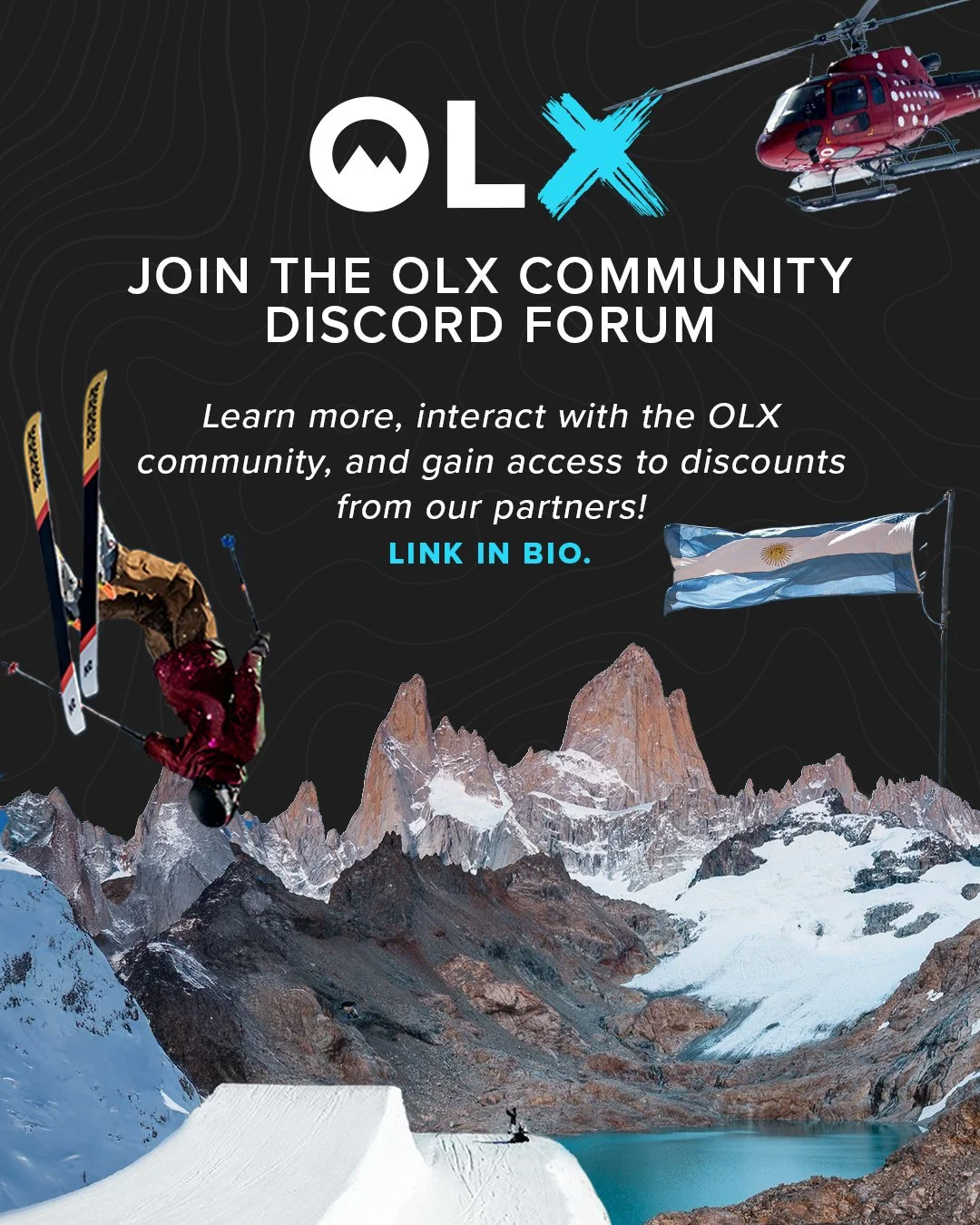 Looking to interact with a like-minded community of shredders? Join the OLX community through the Discord Forum to get rewarded for ultimate travel experiences with the link in our bio.⁠
⁠
OR get involved by becoming an OLX Ambassador or book a trip 