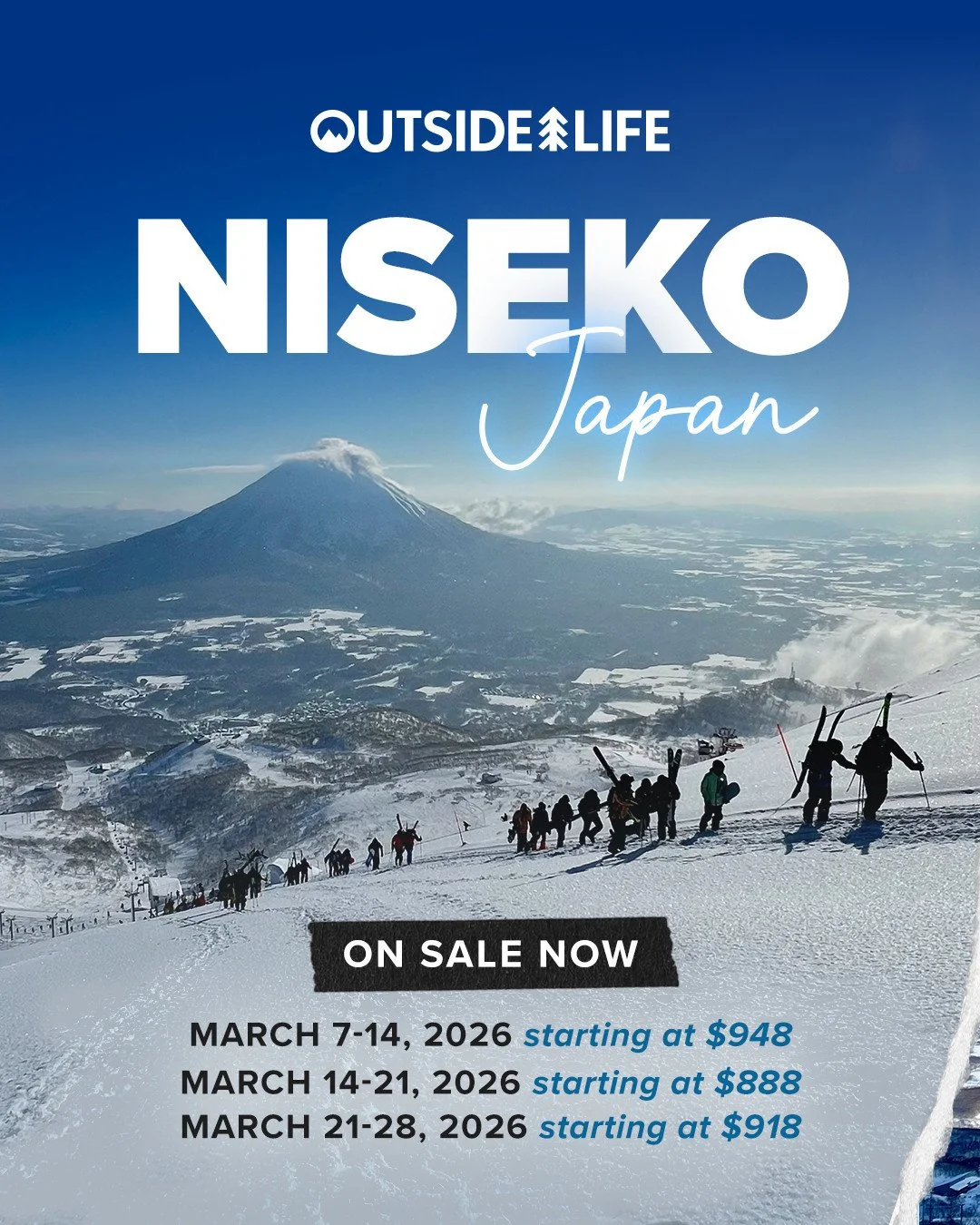Niseko, Japan &mdash; Packages are ON SALE NOW 🔥⁠
⁠
Join Outside Life on one of the most legendary ski destinations on the planet ⛷️❄️⁠ Head to the link in bio to connect with a travel expert and start planning the best trip of your life 🏂🙌⁠
⁠
#Ou