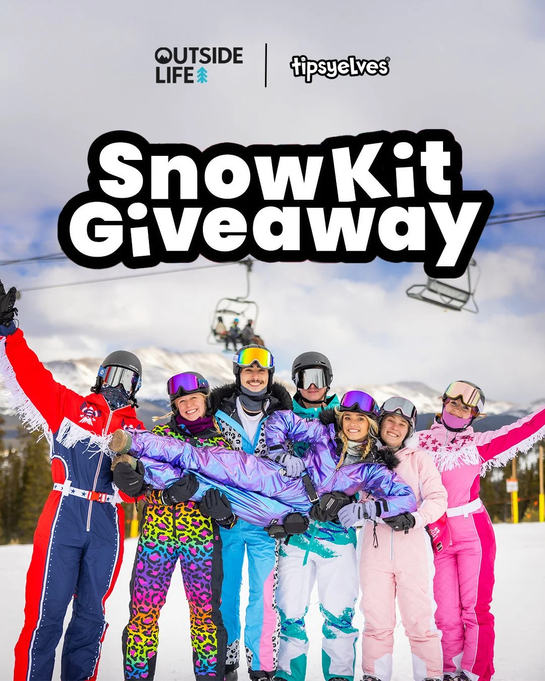 Outside Life has teamed up with @tipsyelves for our biggest giveaway yet! Win yourself a full Tipsy Elves Snow Kit (Suit, Goggles &amp; Socks) that&rsquo;ll turn every lift line into your runway 🎿😎⁠
⁠
How to enter:⁠
1️⃣ Follow @outsidelifetravel an