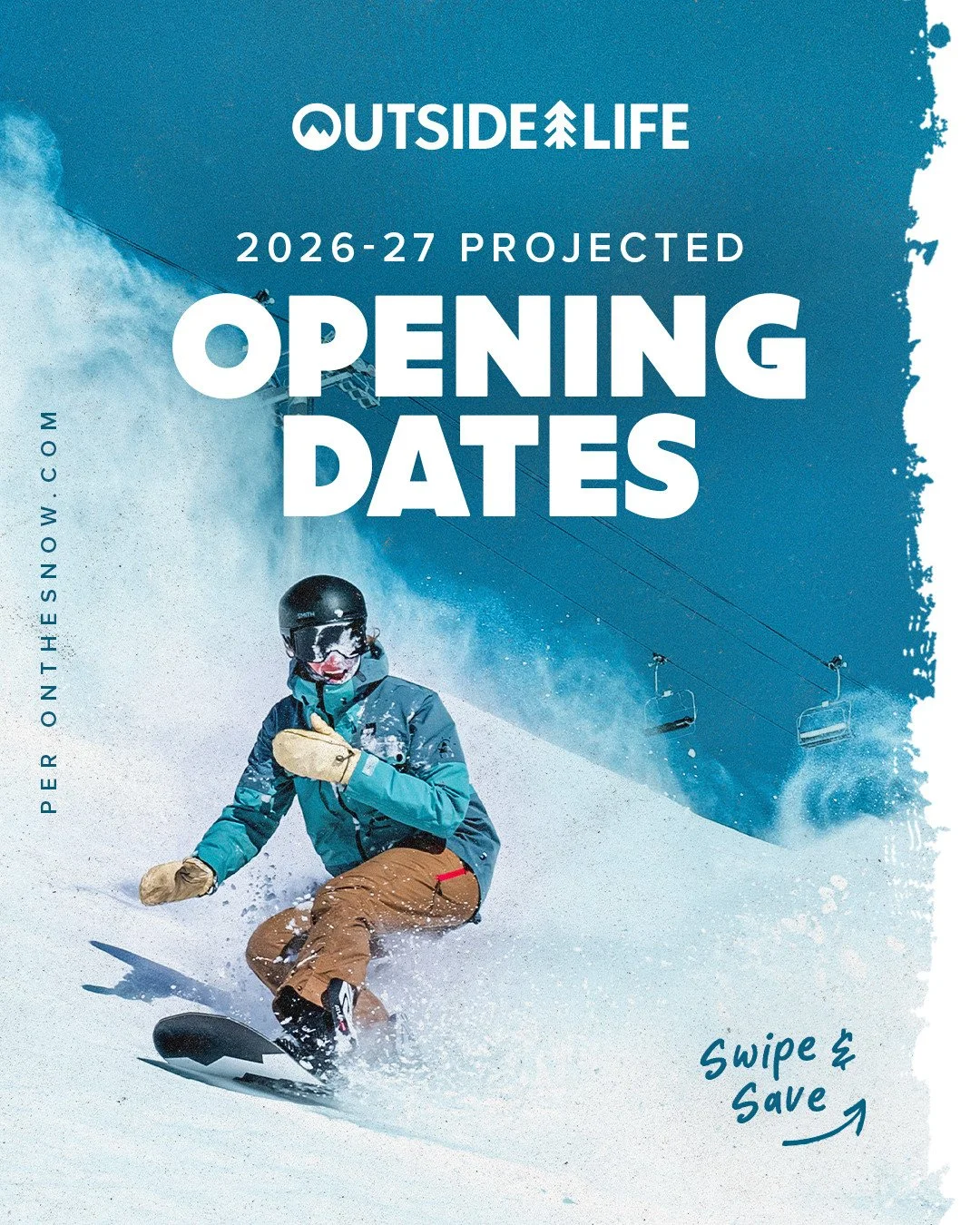 We&rsquo;re officially in the countdown... Here are the projected opening dates for some of the biggest resorts across Colorado, the Northeast, Canada, and beyond 🌎️⛷️⁠
⁠
Start planning the first turns now 🗓️ Head to the link in bio ⬅️ #OutsideLife