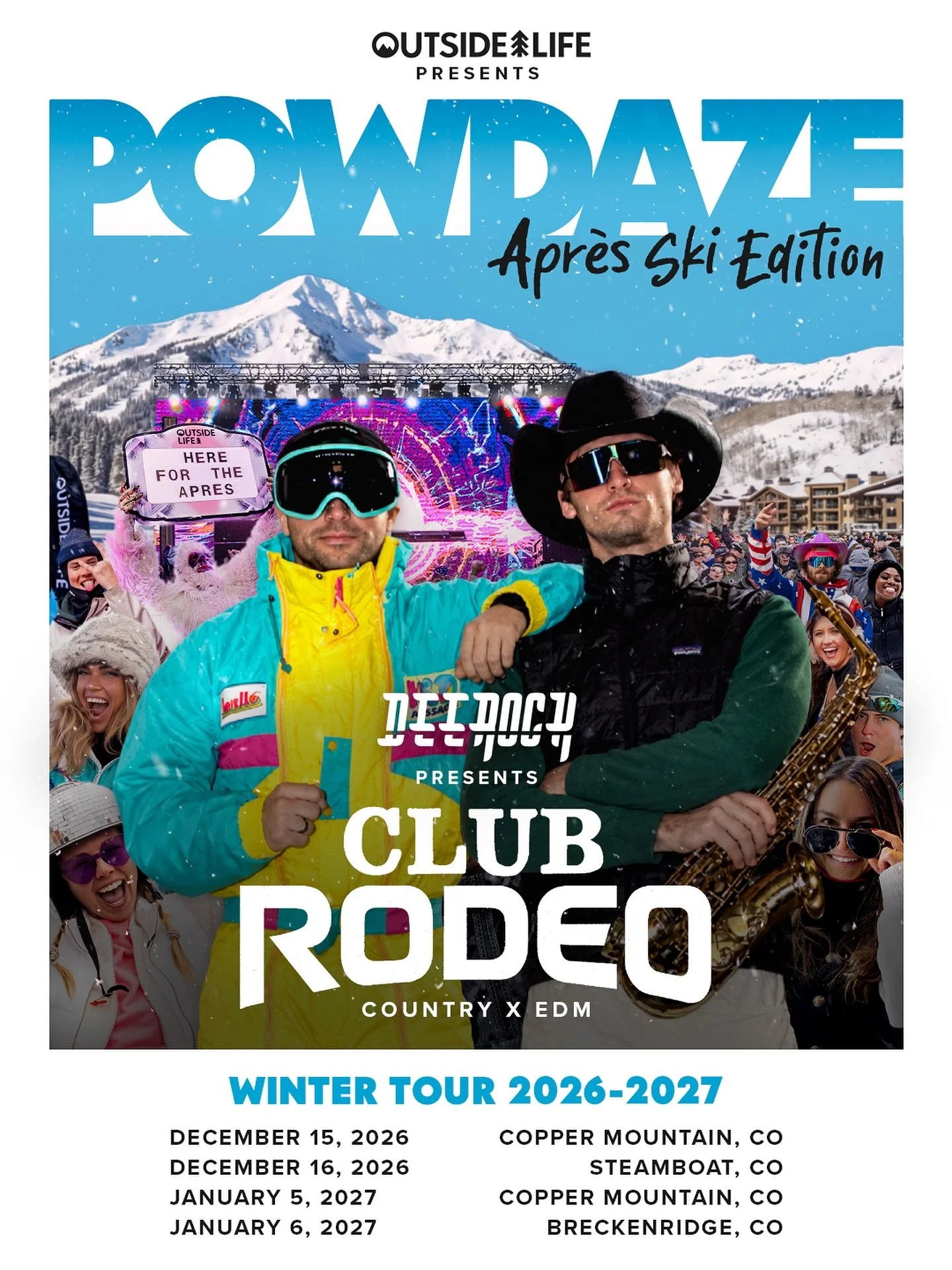 Club Rodeo is coming BACK to POWDAZE 🤠🔊
 @deerockmusic is bringing CLUB RODEO to the mountains for four massive apr&egrave;s ski shows. Country meets EDM &amp; a whole lot of energy 🏔️🪩
 Three mountains. Four shows. One wild winter ahead. 🔥 Grab