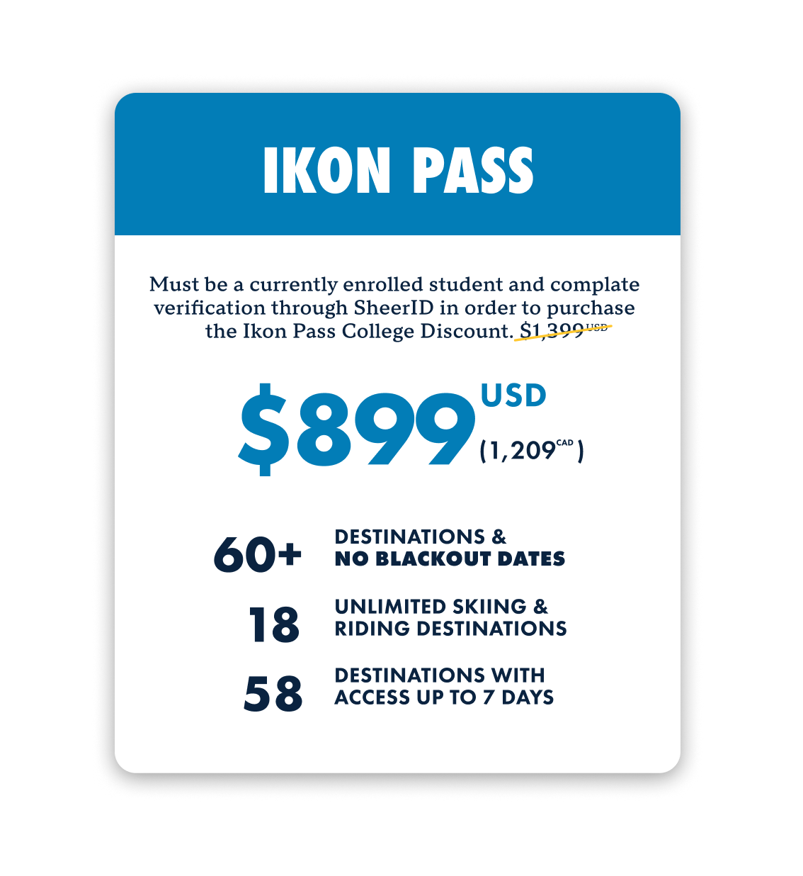 ikon pass college discount with outside life