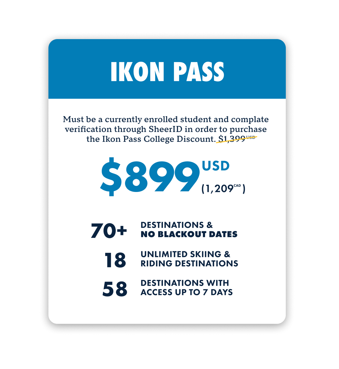ikon pass college discount with outside life