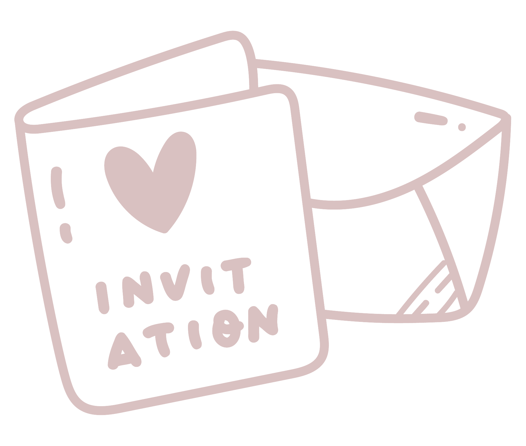 Cute wedding illustration of an invitation.