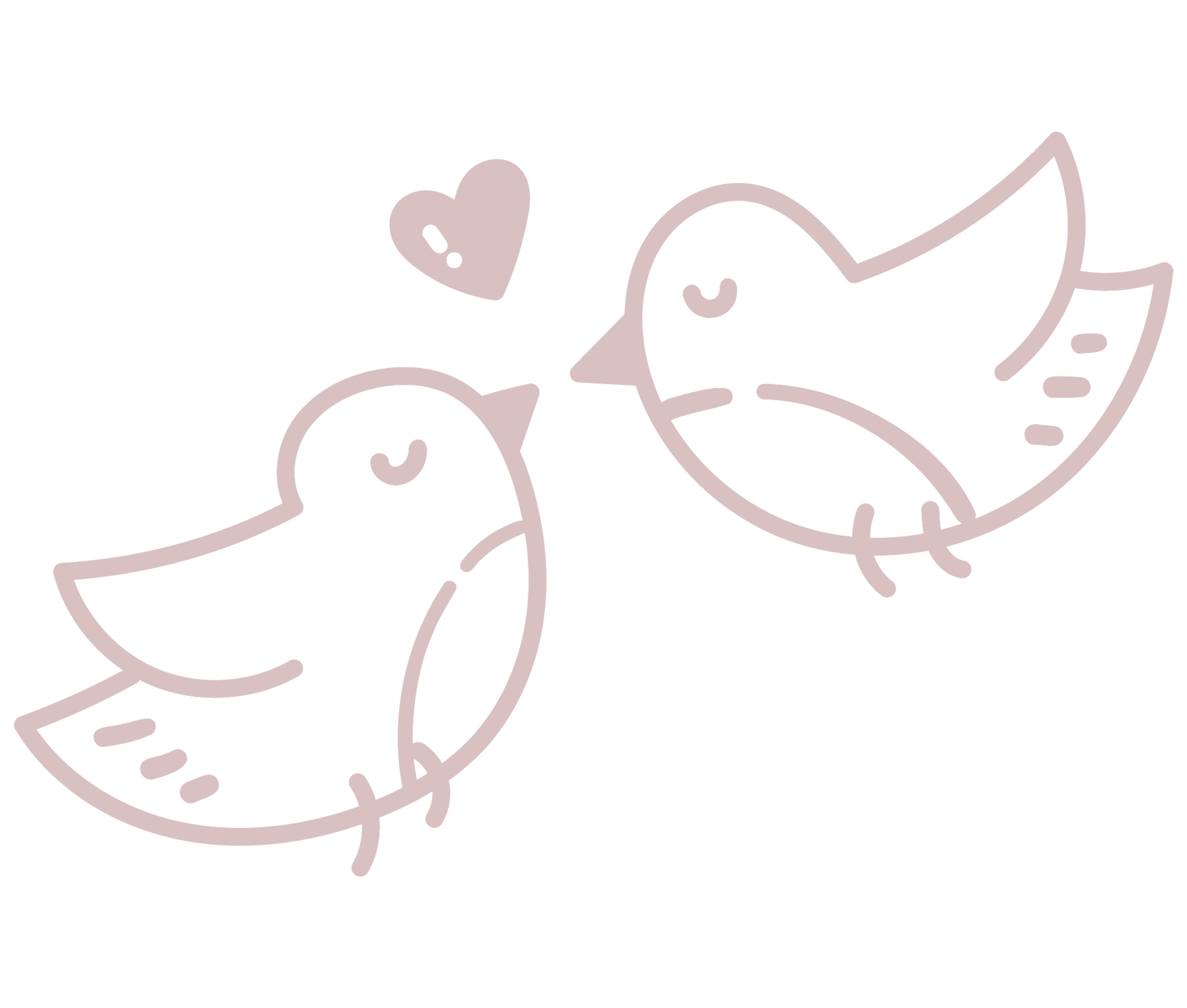 Cute wedding illustration of two birds in love.