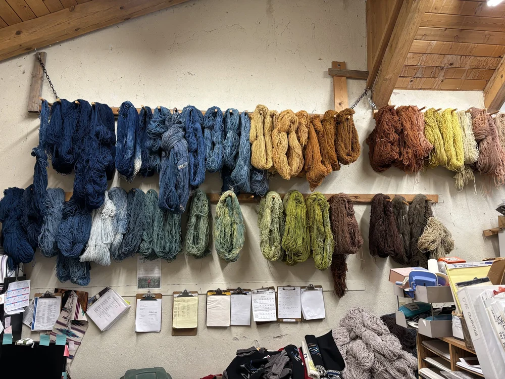 Dyed yarn ready for weaving at Centinela Traditional Arts in Chimayo.