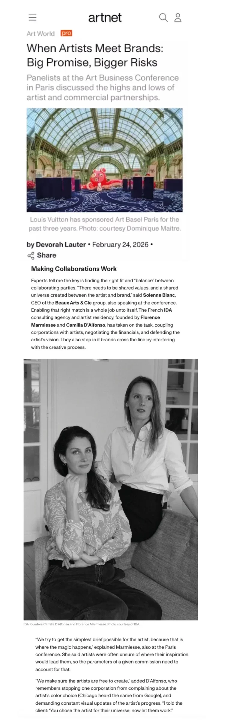 Artists and companies collaborations