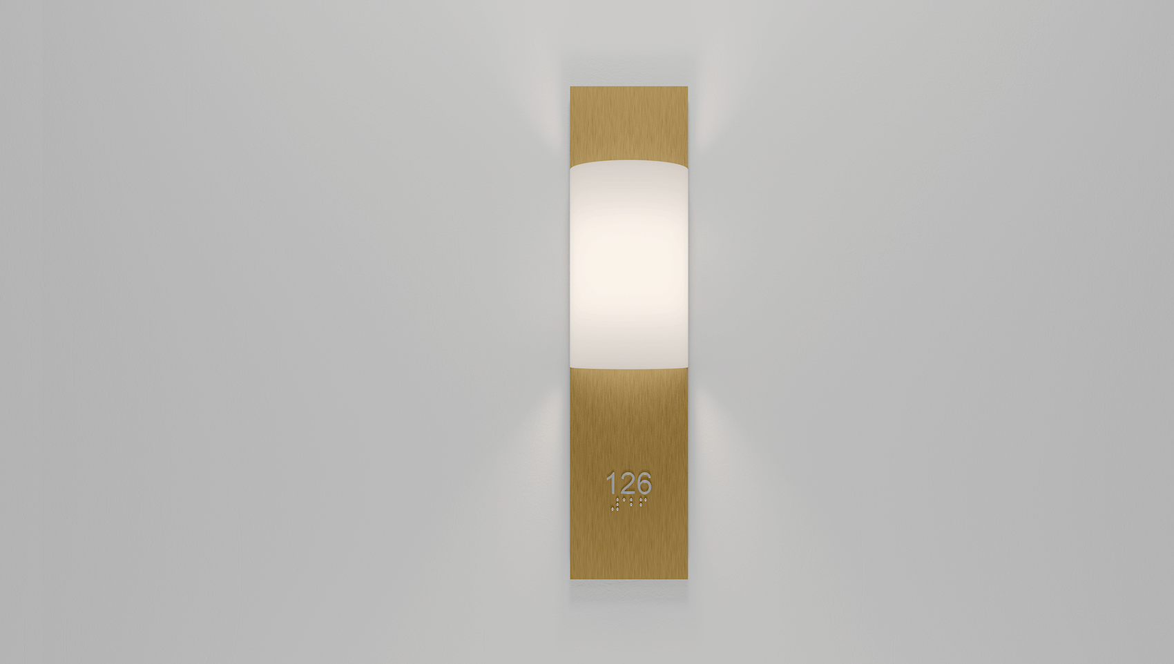 Edwin interior LED wall sconce in Black feature ADA compliant room number and braille