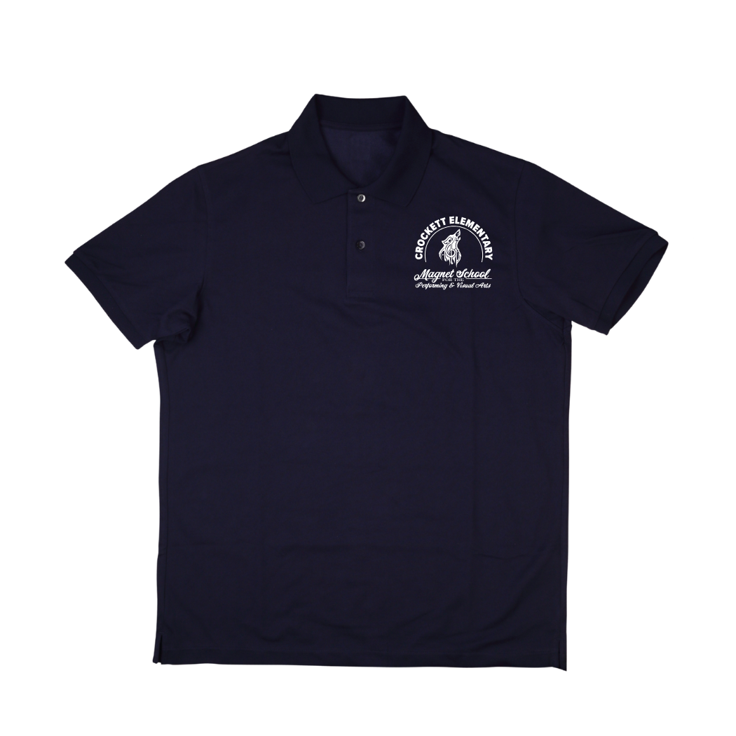 Navy Crockett Embroidered Logo Polo Shirts