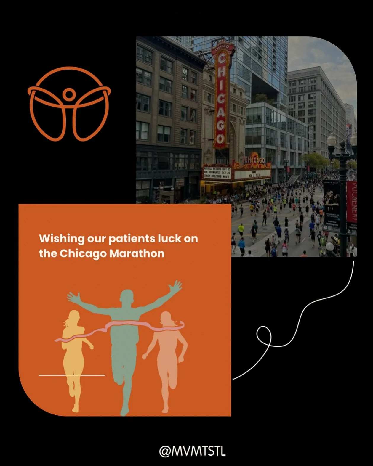 Good luck to all our MVMT STL patients running the Chicago Marathon this weekend! 🏃&zwj;♀️🏃

Your hard work, dedication, and consistency have led you here &mdash; now it&rsquo;s time to trust the miles you&rsquo;ve put in and enjoy the run. 💪✨

We