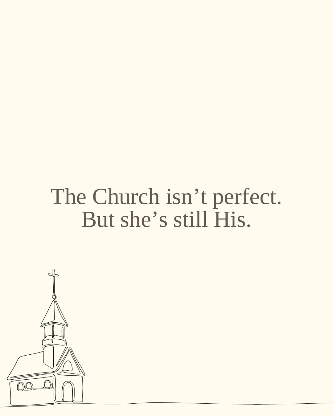 Church hurt is real. So is Christ&rsquo;s healing. 💛

Sometimes it feels easier to walk away than to lean back in.

But friend, the Church isn&rsquo;t finished yet&mdash;and neither is Christ&rsquo;s work in her.

Yes, she&rsquo;s flawed. But she&rs