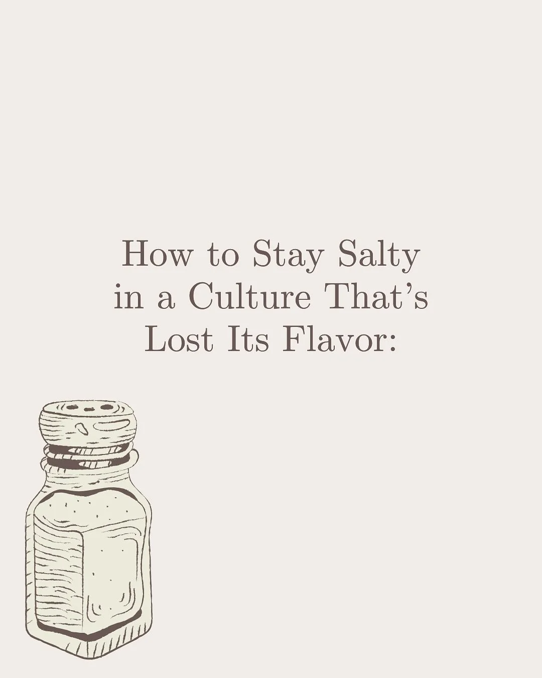 Jesus called us the salt of the earth and the light of the world, a reminder to live set apart and not blend in. Salt loses its purpose when it tastes like everything else, and so do we.

The world doesn&rsquo;t need a mirror of itself; it needs a gl