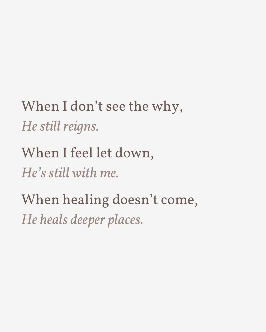 Not every story ends the way we hoped.

Some prayers are met with silence.
Some healing doesn&rsquo;t come.
Some doors stay shut.

But even in the disappointment, God doesn&rsquo;t leave us empty.

He fills the broken places with something deeper&hel