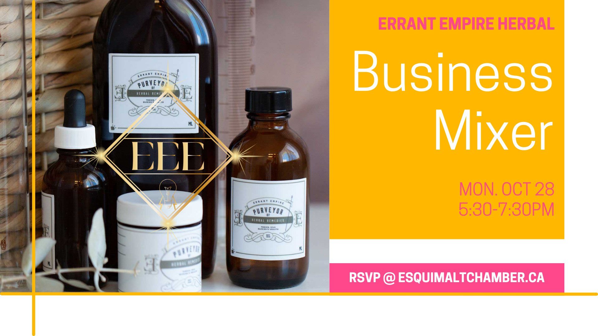 Here&rsquo;s your chance to do a little selfcare and and make new connections at our October mixer hosted by Errant Empire.

Errant Empire is a purveyor of herbal remedies including tonics, oils and elixirs and also hosts community acupuncture, live 