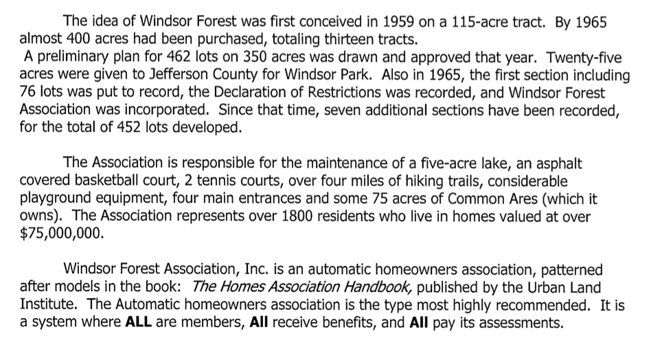 History — Windsor Forest Louisville, KY