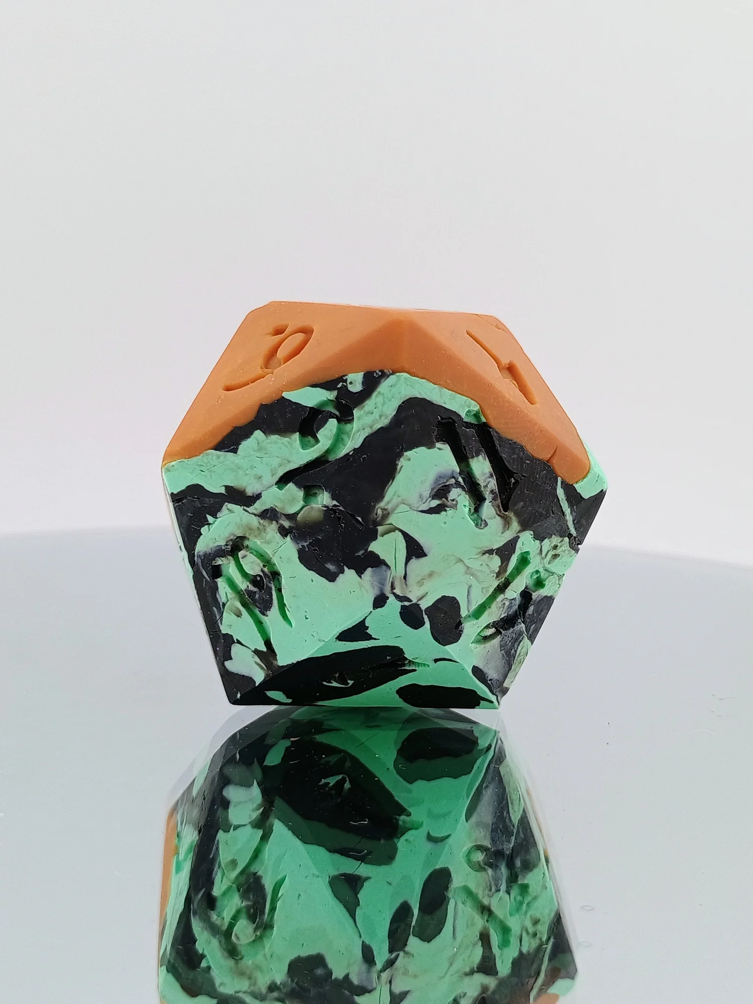 40mm Mint Chocolate Chip Polymer Clay D20 — Maise Designs Dice