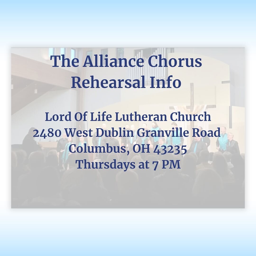 The Alliance Chorus is taking a holiday break and will begin rehearsals again in 2024 on Thursday, January 4. If you&rsquo;re interested in joining the Alliance, see our graphic above or you can also visit our website in our bio for more information 