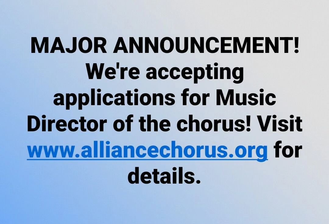 You read that right. The Alliance is seeking a compassionate, skilled, and spirited individual to be our Music Director! Application window closes April 30th.
