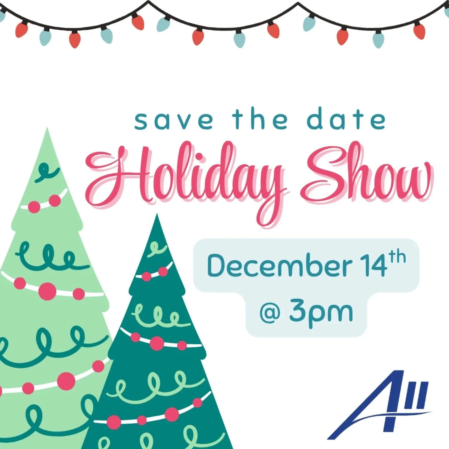 Mark your calendars! Our Holiday Show will take place on December 14th @ 3pm! More info coming soon!