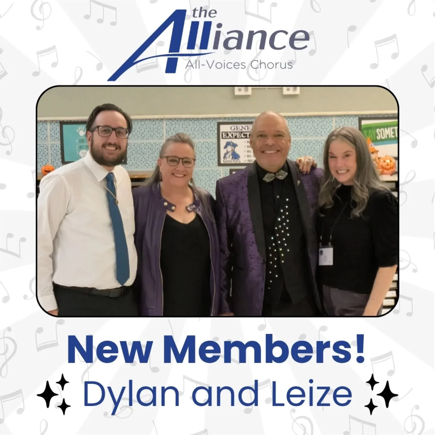 Happy New Member Monday! Over the summer we gained two new members, Dylan and Leize! They both performed for the first time with The Alliance at our fall contest. Here they are pictures with our chapter president, Kim, and director, Brian. Dylan and 
