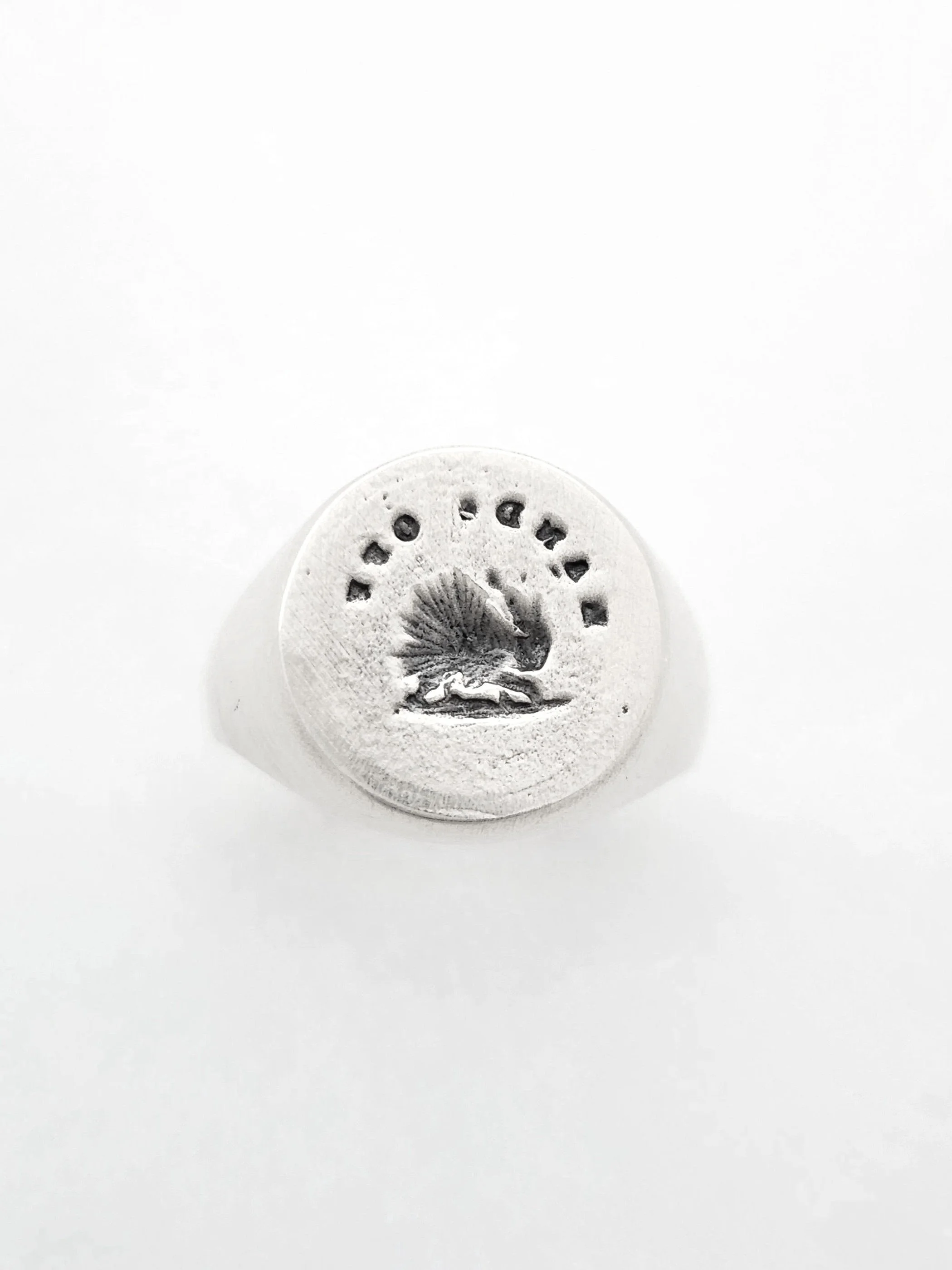 Georgian style "Hands Off" Porcupine Signet Ring // Sterling Silver