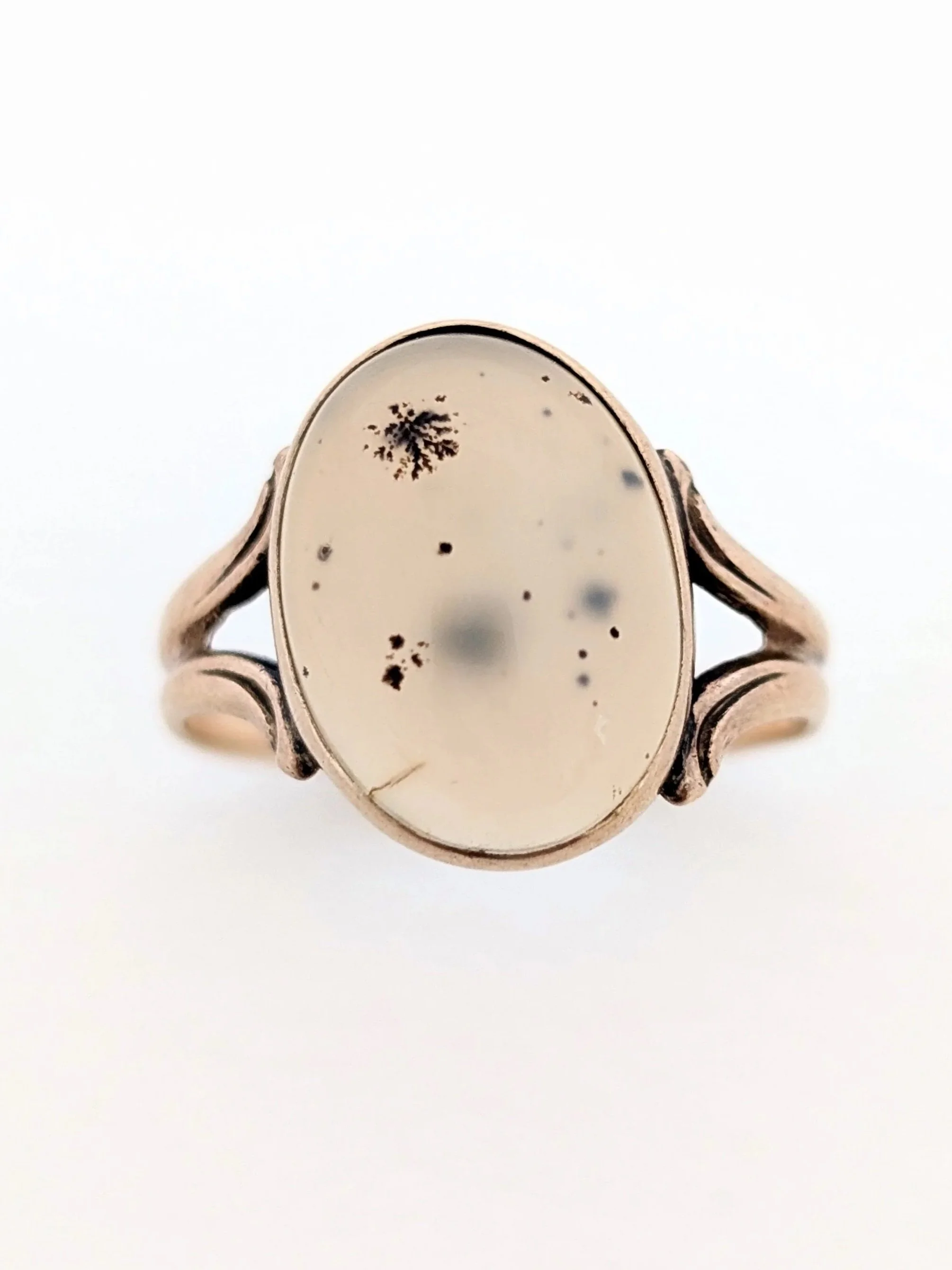Antique Victorian 10k Gold, Dendritic Agate Ring