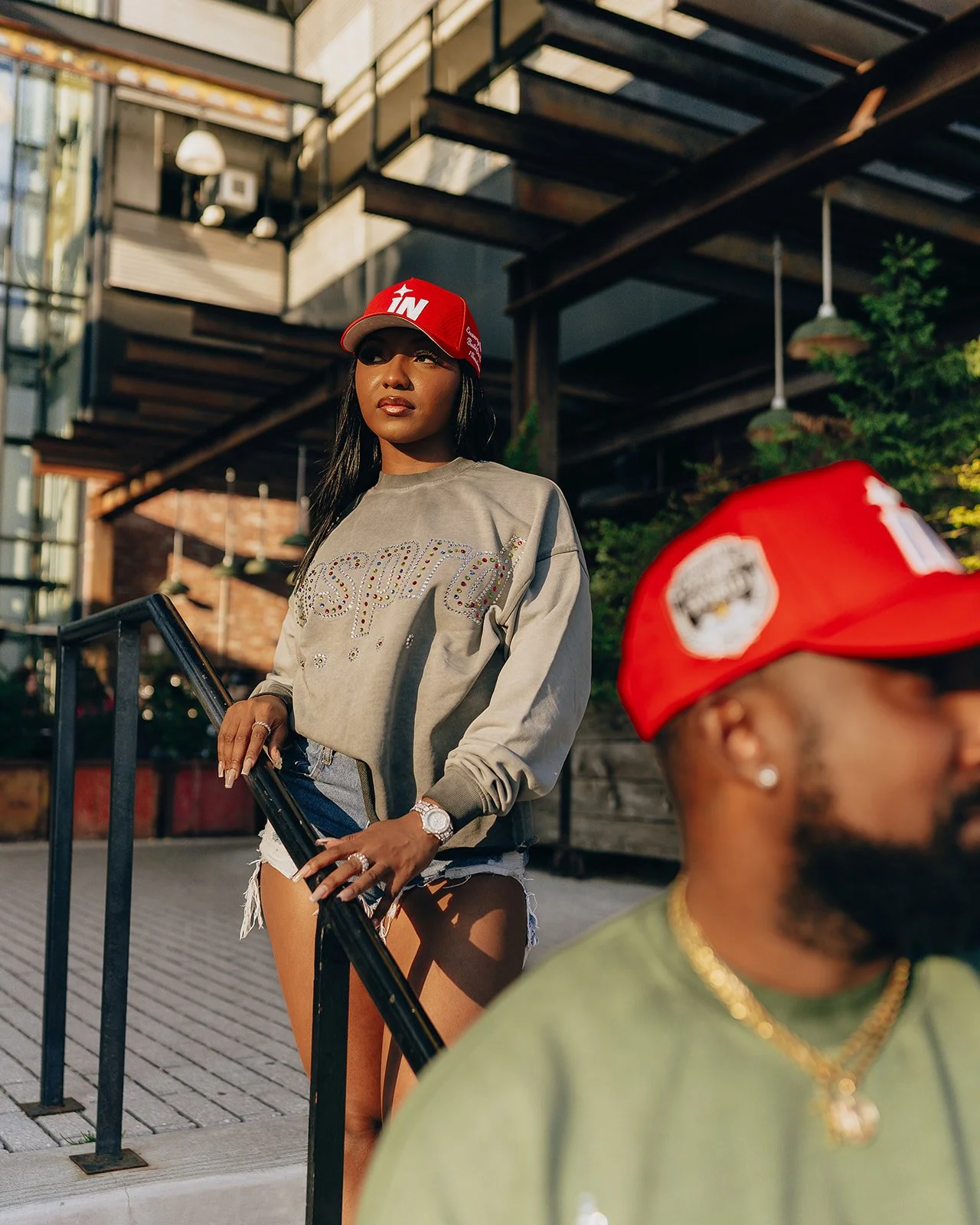 Grey "INSPRD" Rhinestone Crewneck