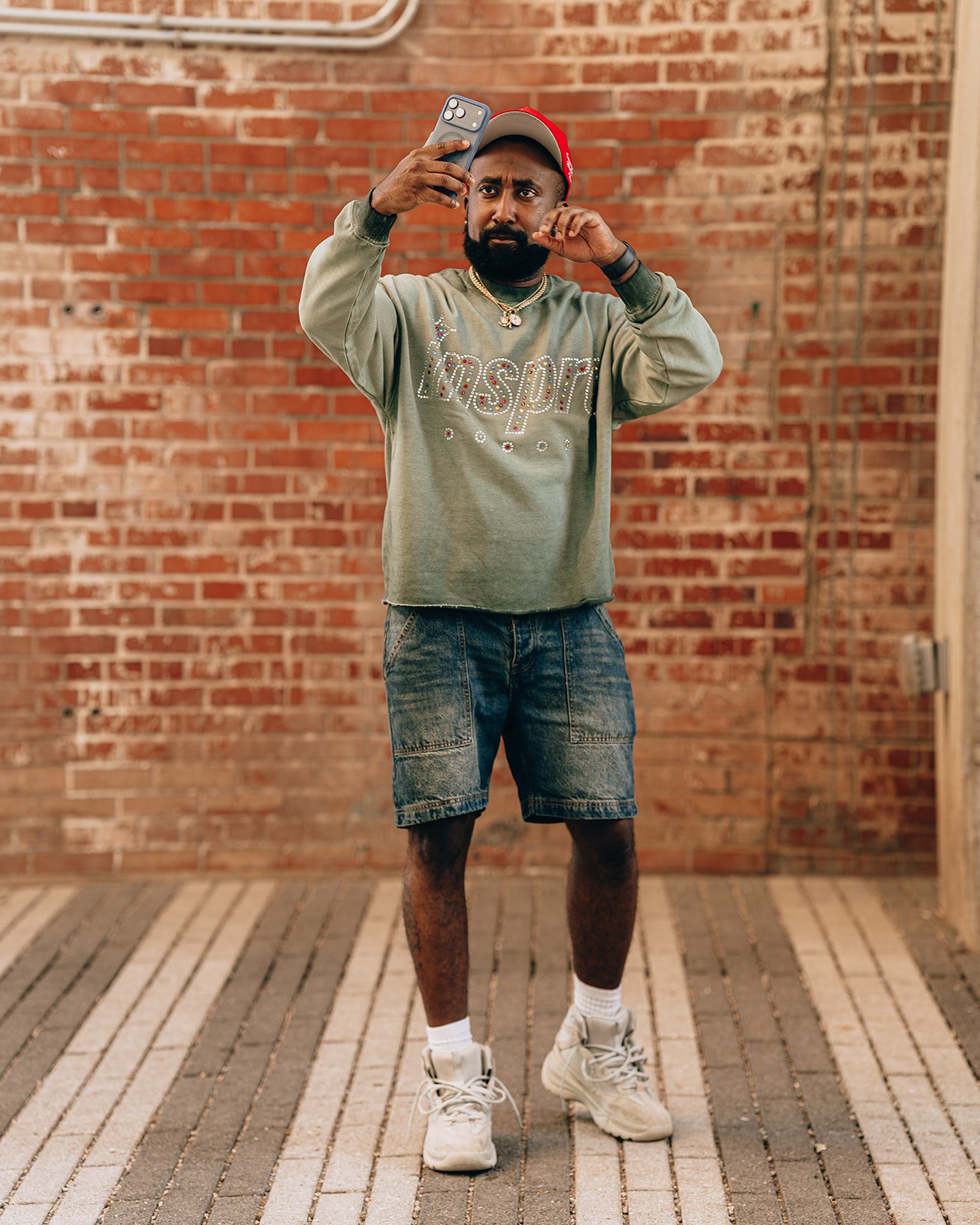 Green "INSPRD" Rhinestone Crewneck