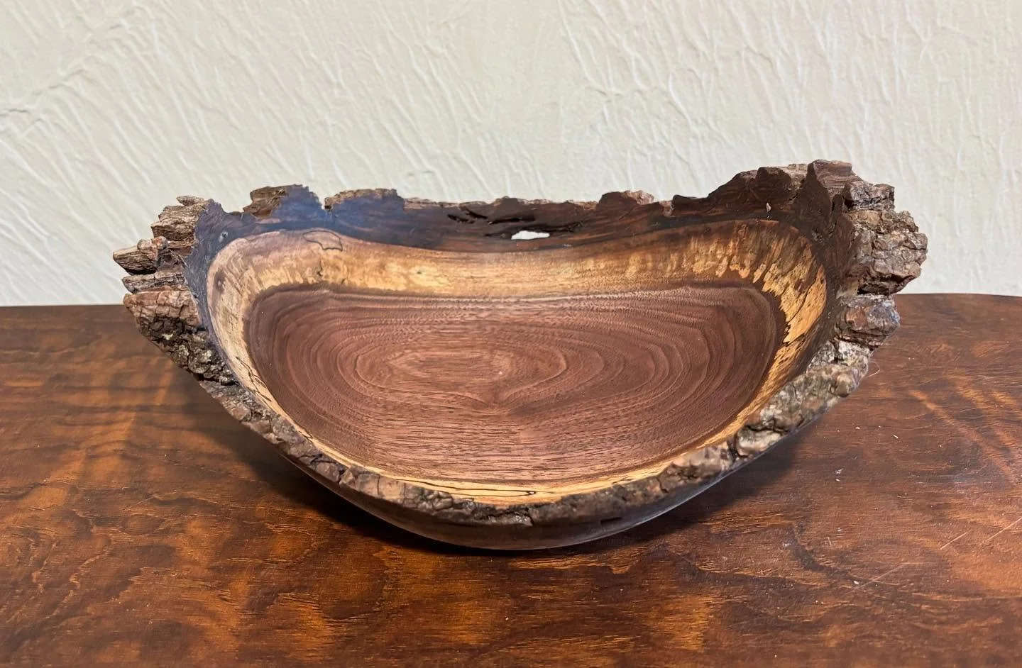 Spalted Black Walnut live edge bowl.  Come by the Artisan Market at Journeyman Distillery March 1st and 2nd from 10:00 to 5:00 at The American Factory in Valparaiso,IN . #journeymandistillery #blackwalnutwood #woodturnersusa #woodartisan #journeymand
