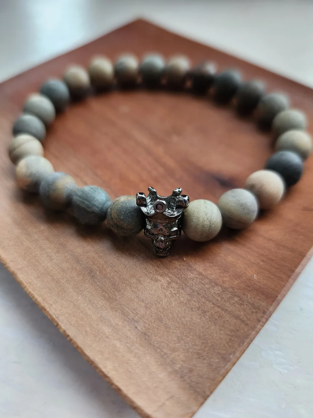 Silver Leaf Jasper Mens Bracelet — beads for the soul