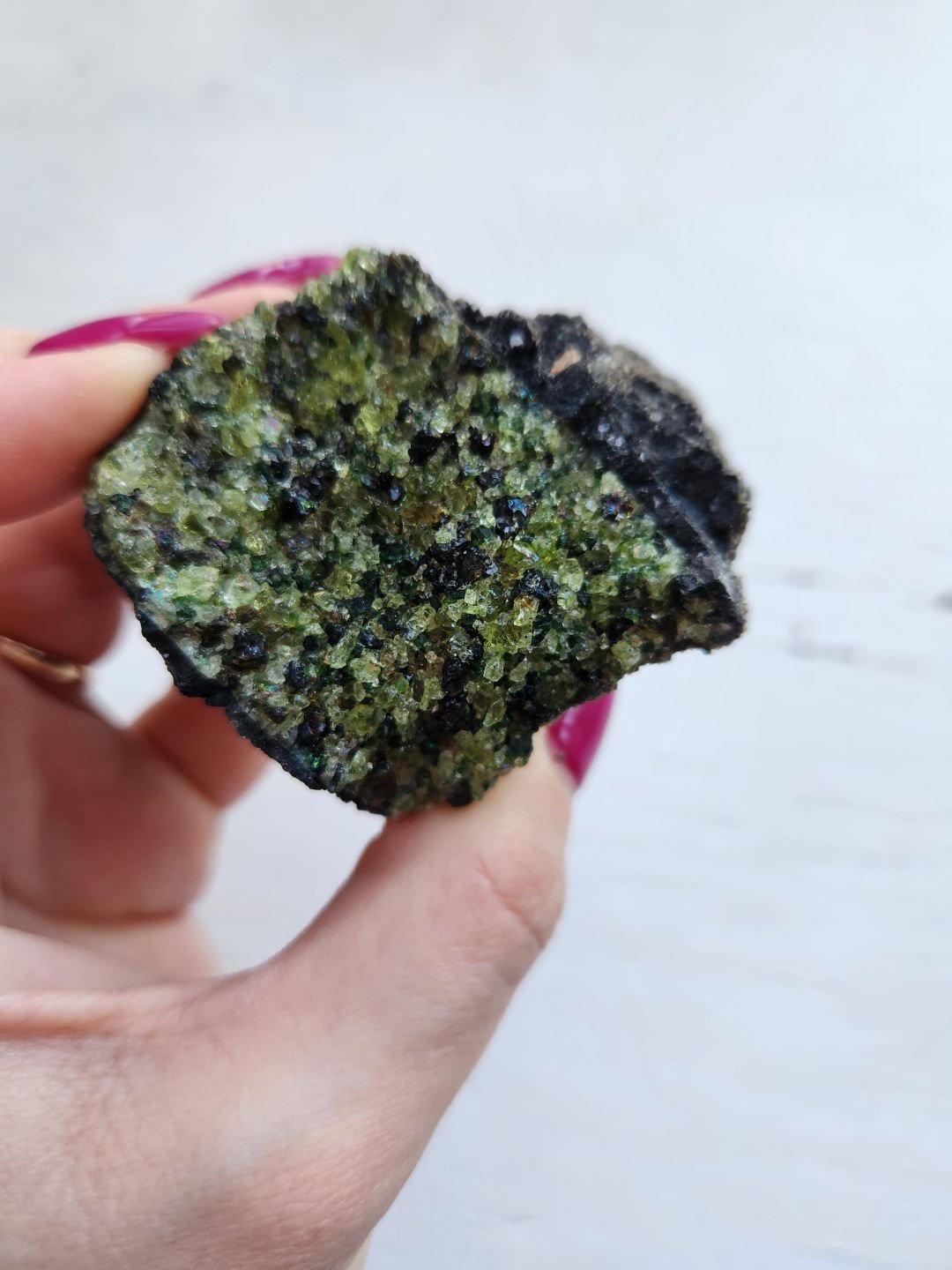 Raw Peridot on Matrix