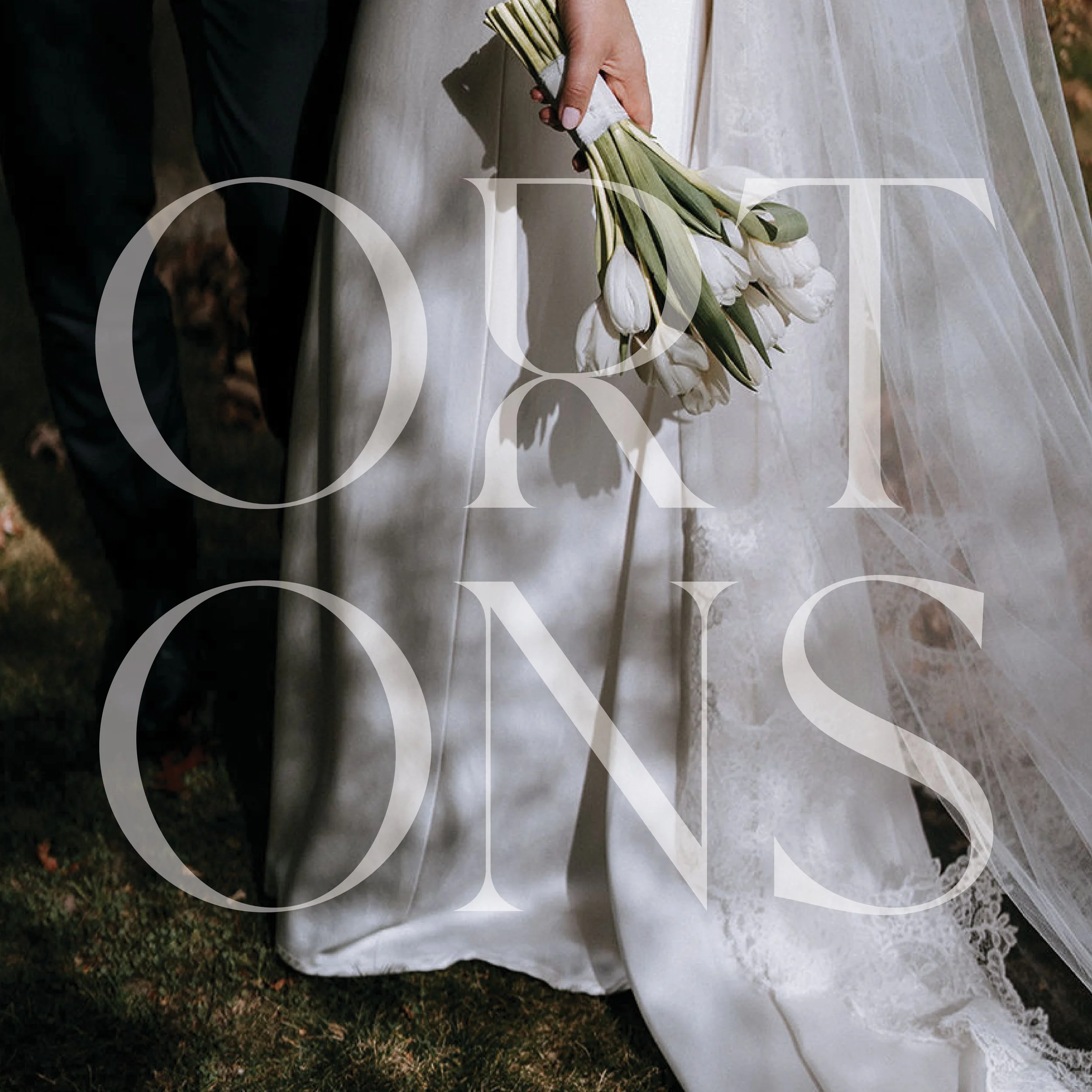 Ortons brand identity logo overlaid on wedding photograph