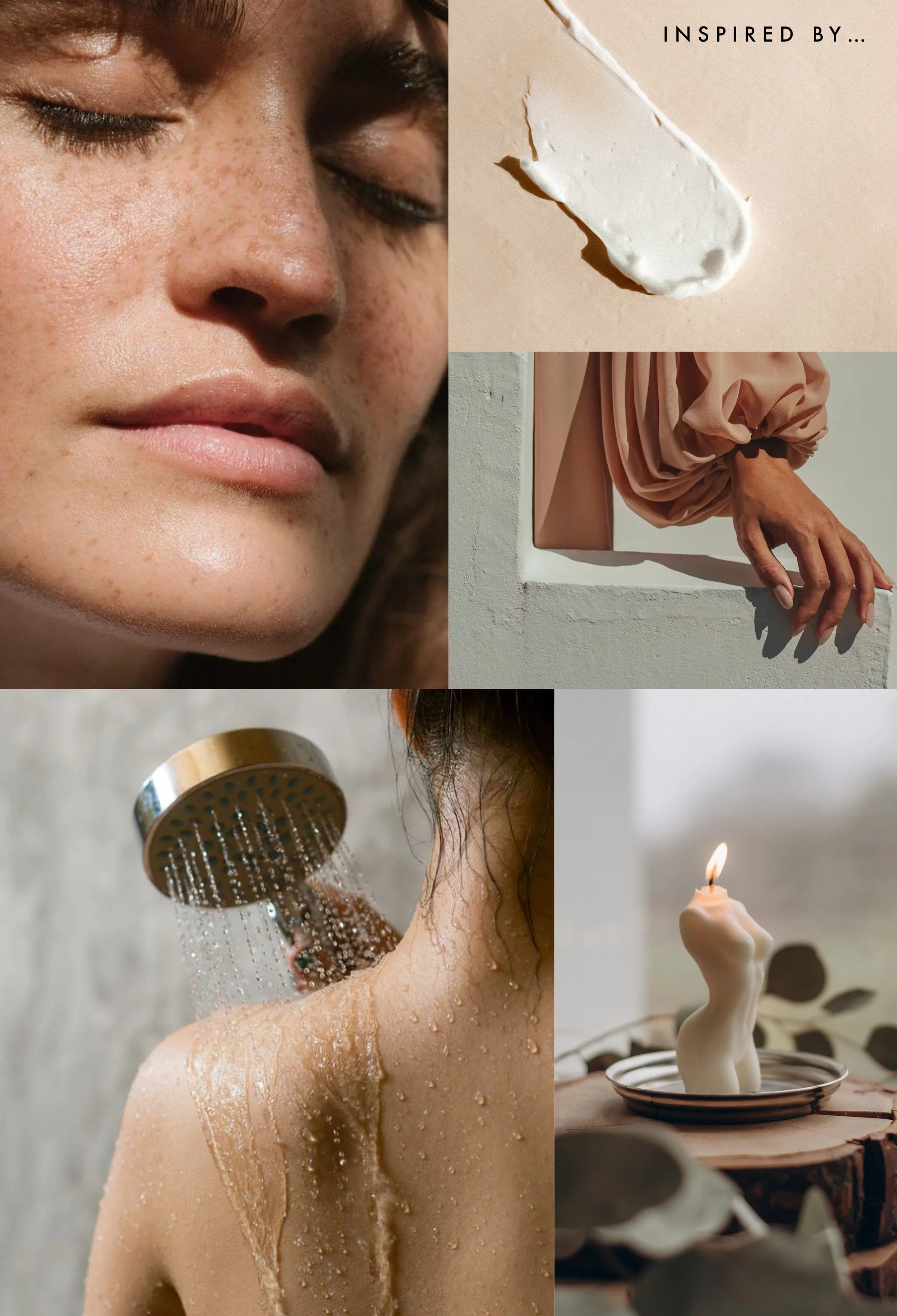 Moodboard of images and colours as inspiration for Amia brand identity