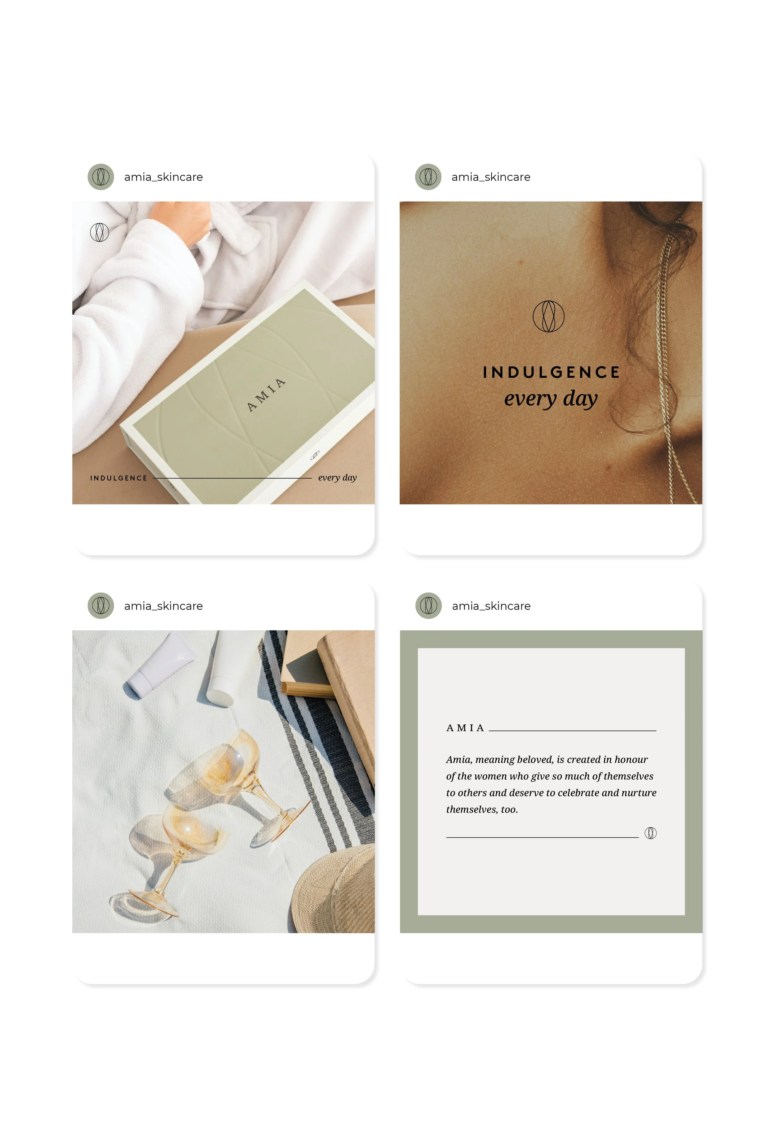 Image of social template concepts for Amia Skincare