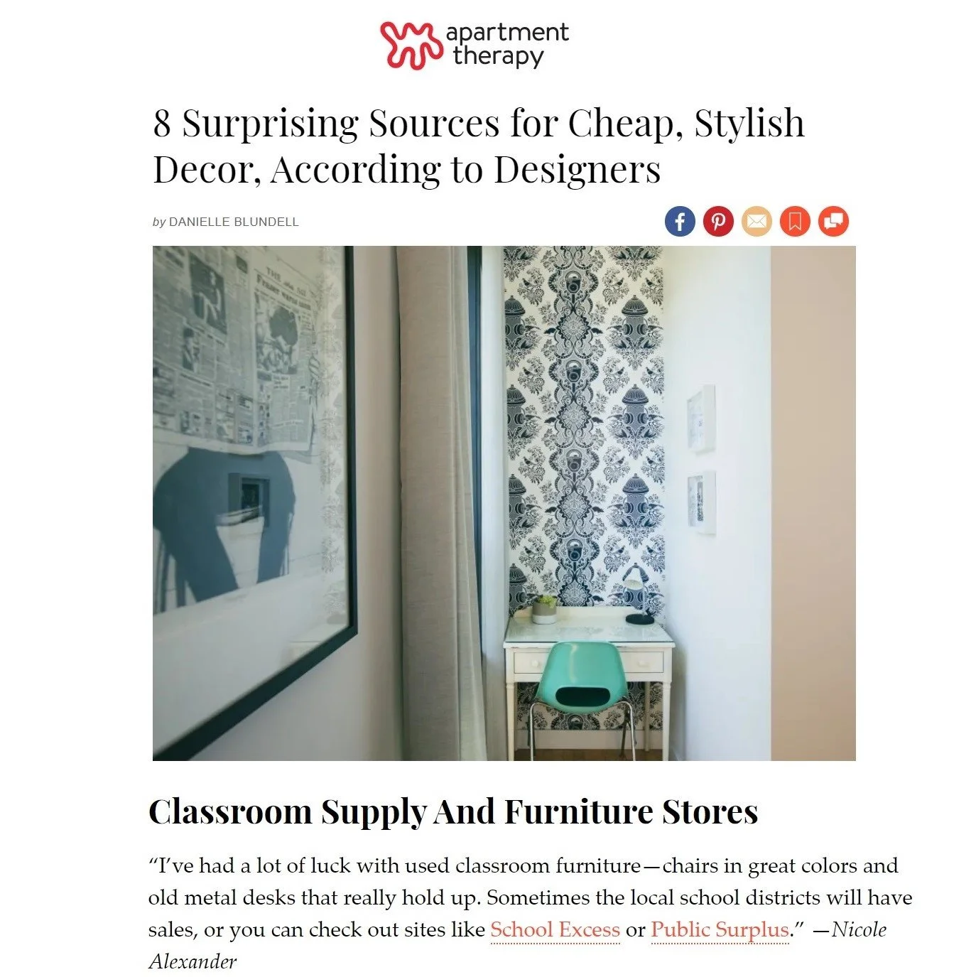 Apartment Therapy press for Chicago's Siren Betty Design