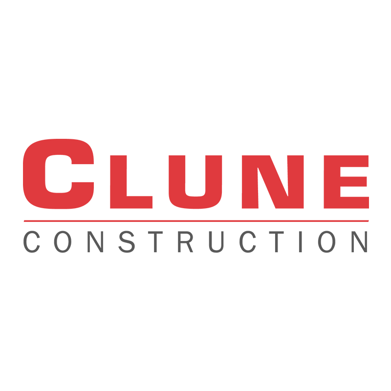 Clune Construction logo featured as a contractor partner of Siren Betty Design.